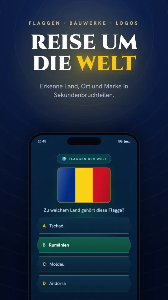 Bilderquiz in der App: Erkenne blitzschnell eine Flagge, ein Denkmal oder ein Logo.