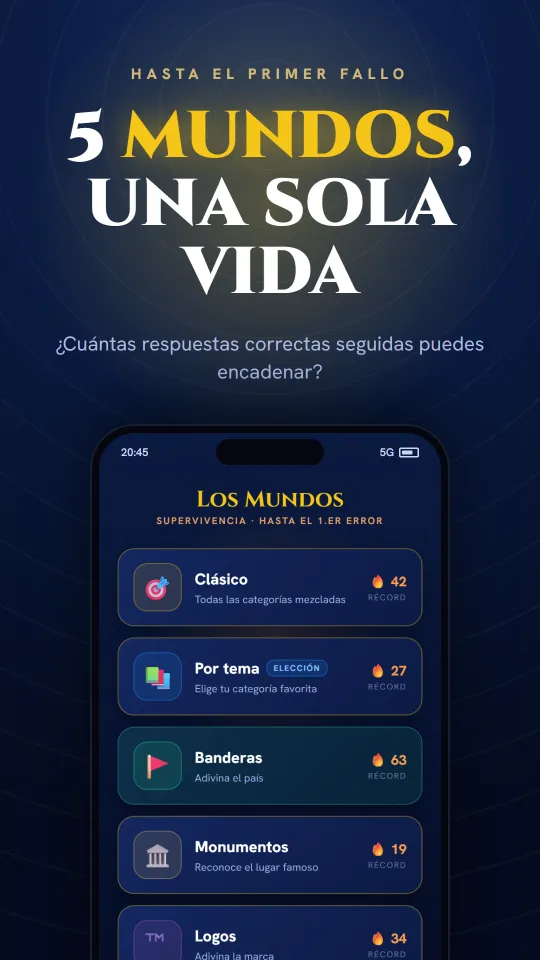 El modo supervivencia de los Mundos: encadena aciertos hasta el primer error.