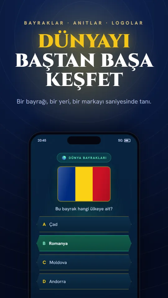 Uygulamada görsel yarışma: bayrağı, anıtı veya logoyu bir çırpıda tanı.